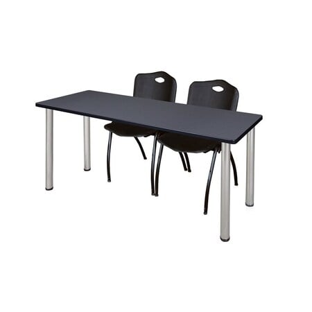 Rectangle Tables > Training Tables > Kee Table & Chair Sets, 66 W, 24 L, 29 H, Grey MPN:MT6624GYBPCM47BK