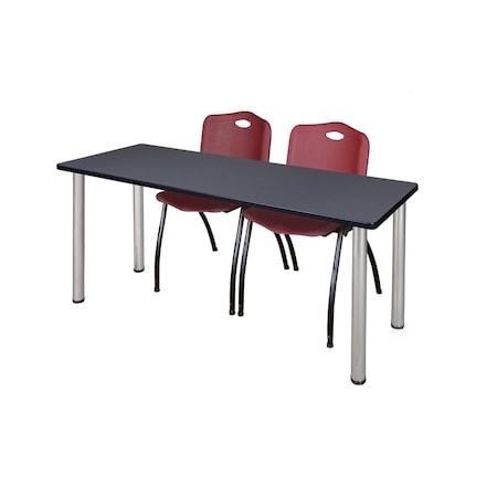Rectangle Tables > Training Tables > Kee Table & Chair Sets, 66 W, 24 L, 29 H, Grey MPN:MT6624GYBPCM47BY