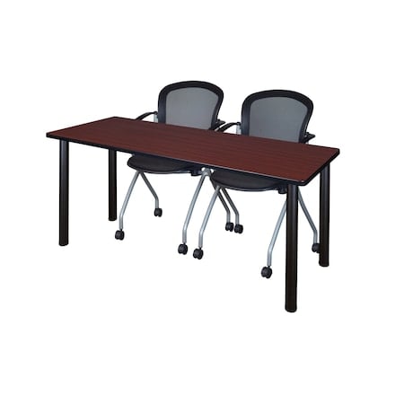 Rectangle Tables > Training Tables > Kee Table & Chair Sets, 66 W, 24 L, 29 H, Mahogany MPN:MT6624MHBPBK23BK