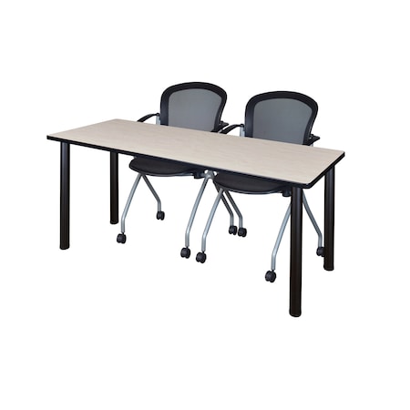 Rectangle Tables > Training Tables > Kee Table & Chair Sets, 66 W, 24 L, 29 H, Maple MPN:MT6624PLBPBK23BK