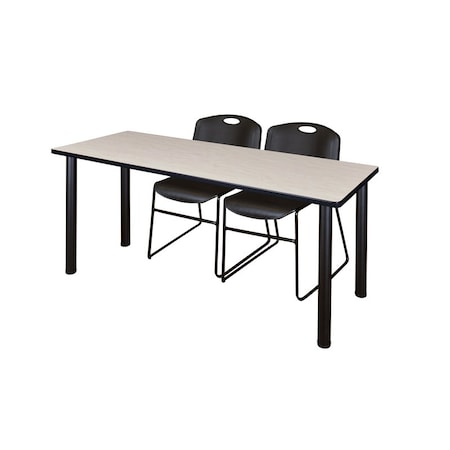 Rectangle Tables > Training Tables > Kee Table & Chair Sets, 66 W, 24 L, 29 H, Maple MPN:MT6624PLBPBK44BK