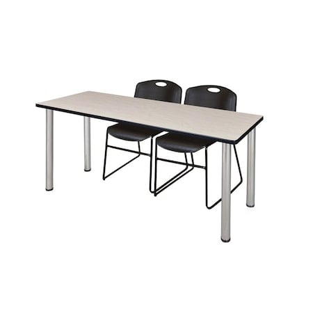 Rectangle Tables > Training Tables > Kee Table & Chair Sets, 66 W, 24 L, 29 H, Maple MPN:MT6624PLBPCM44BK