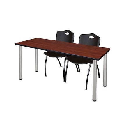 Rectangle Tables > Training Tables > Kee Table & Chair Sets, 72 W, 24 L, 29 H, Cherry MPN:MT7224CHBPCM47BK