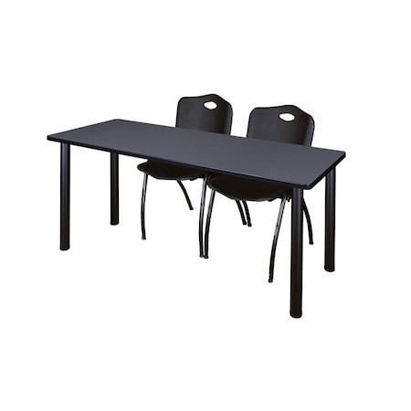 Rectangle Tables > Training Tables > Kee Table & Chair Sets, 72 W, 24 L, 29 H, Grey MPN:MT7224GYBPBK47BK