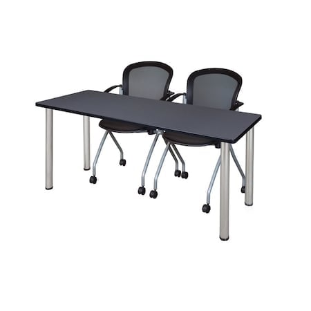 Rectangle Training Table & Chair Set, 72 W, 24 L, 29 H, Wood, Metal, Fabric Top, Grey MPN:MT7224GYBPCM23BK