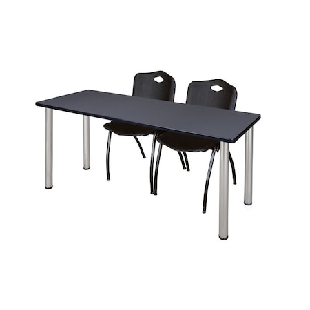 Rectangle Tables > Training Tables > Kee Table & Chair Sets, 72 W, 24 L, 29 H, Grey MPN:MT7224GYBPCM47BK