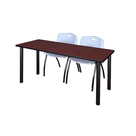 Rectangle Tables > Training Tables > Kee Table & Chair Sets, 72 W, 24 L, 29 H, Mahogany MPN:MT7224MHBPBK47GY