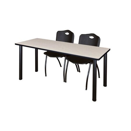 Rectangle Tables > Training Tables > Kee Table & Chair Sets, 72 W, 24 L, 29 H, Maple MPN:MT7224PLBPBK47BK
