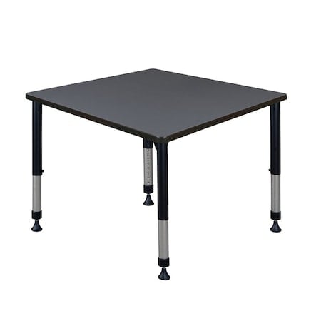 Square Square Classroom Tables, 42 W, 42 L, 23-34 H, Wood, Metal, Gray MPN:TB4242GYAPBK