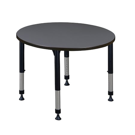Round Classroom Tables, 42 W, 42 L, 23-34 H, Wood, Metal, Grey MPN:TB42RNDGYAPBK
