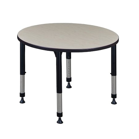 Round Classroom Tables, 42 W, 42 L, 23-34 H, Wood, Metal, Maple MPN:TB42RNDPLAPBK