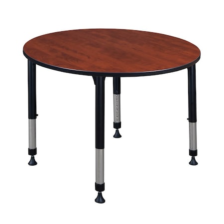 Round Classroom Tables, 48 W, 48 L, 23-34 H, Wood, Metal, Cherry MPN:TB48RNDCHAPBK