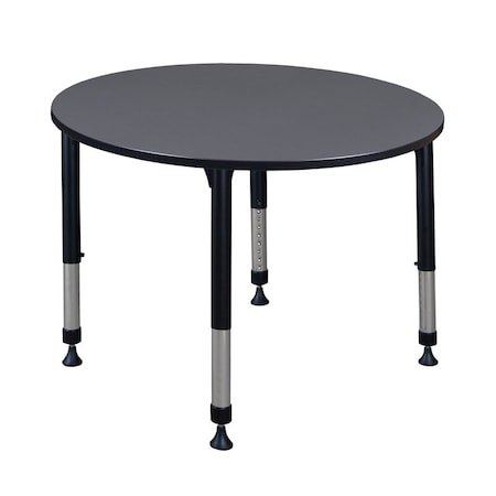 Round Classroom Tables, 48 W, 48 L, 23-34 H, Wood, Metal, Grey MPN:TB48RNDGYAPBK