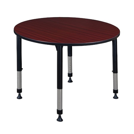 Round Classroom Tables, 48 W, 48 L, 23-34 H, Wood, Metal, Mahogany MPN:TB48RNDMHAPBK