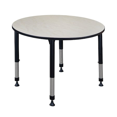 Round Classroom Tables, 48 W, 48 L, 23-34 H, Wood, Metal, Maple MPN:TB48RNDPLAPBK