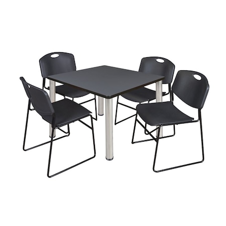Kee Square Table & Chair Set, Wood, Metal, Polypropylene Top MPN:TB3636GYBPCM44BK