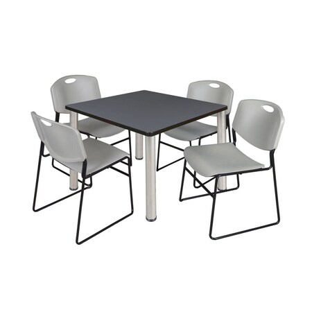 Kee Square Table & Chair Set, Wood, Metal, Polypropylene Top MPN:TB3636GYBPCM44GY