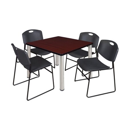 Kee Square Table & Chair Set, Wood, Metal, Polypropylene Top MPN:TB3636MHBPCM44BK