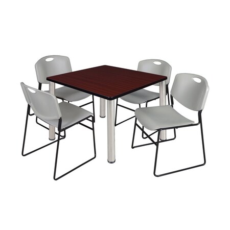 Kee Square Table & Chair Set, Wood, Metal, Polypropylene Top MPN:TB3636MHBPCM44GY