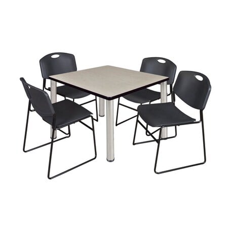 Kee Square Table & Chair Set, Wood, Metal, Polypropylene Top MPN:TB3636PLBPCM44BK