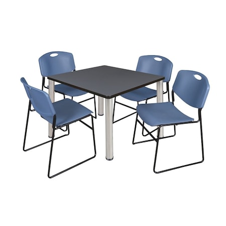 Kee Square Table & Chair Set, Wood, Metal, Polypropylene Top MPN:TB4242GYBPCM44BE