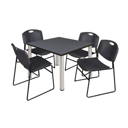 Kee Square Table & Chair Set, Wood, Metal, Polypropylene Top MPN:TB4242GYBPCM44BK