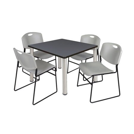 Kee Square Table & Chair Set, Wood, Metal, Polypropylene Top MPN:TB4242GYBPCM44GY