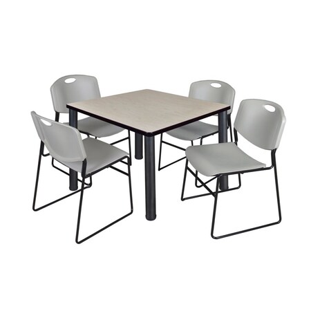 Square Mocha Table/4 Gray Chairs, Square, 42
