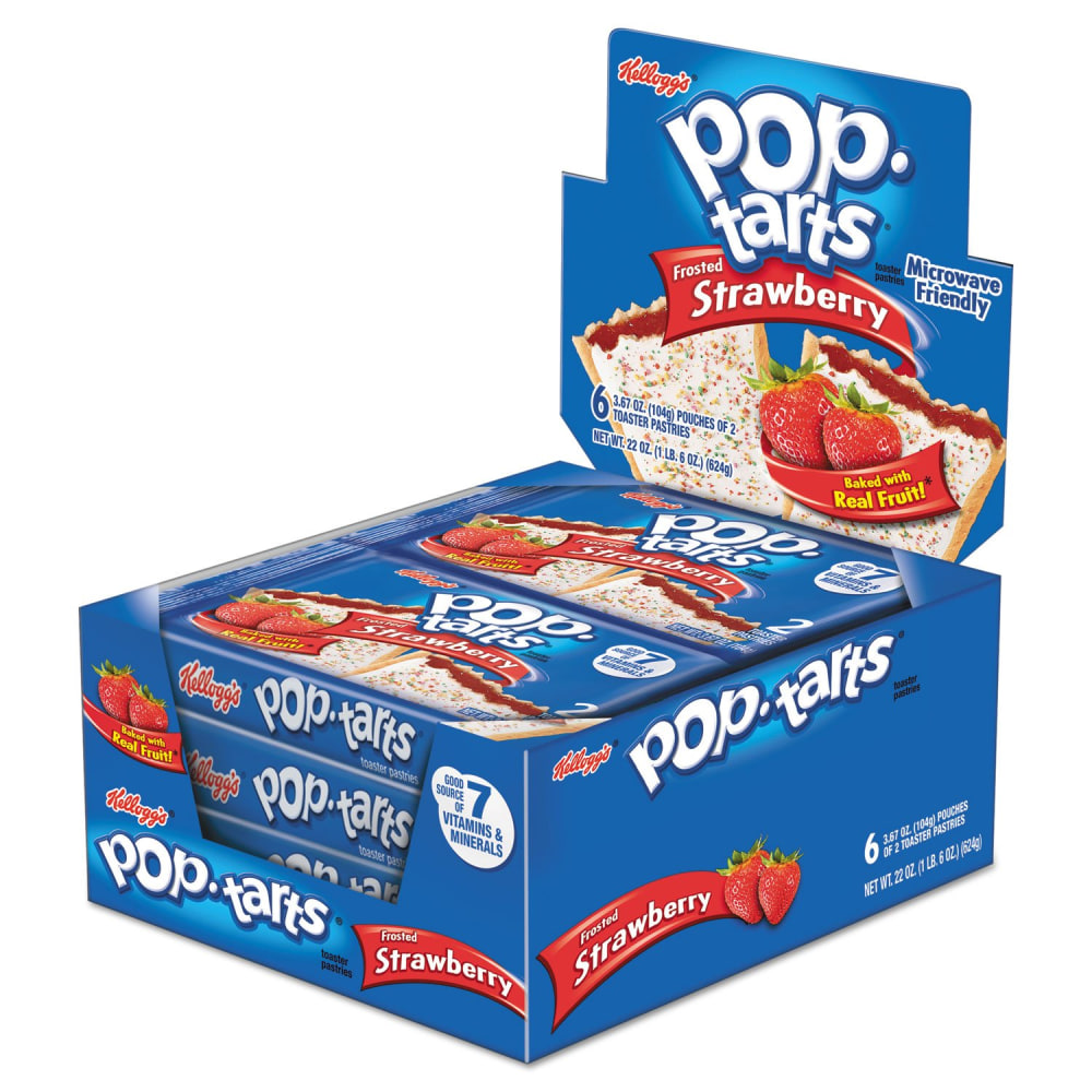 Pop-Tarts Toaster Pastries, Frosted Strawberry, 3.67 Oz, Box Of 72 Pastries MPN:038000317323