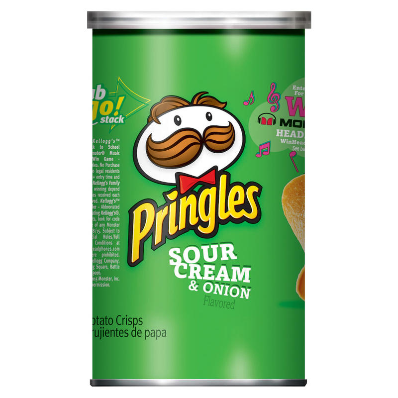 Pringles Sour Cream & Onion Cans, 2.50 Oz, Carton Of 12 Cans MPN:84560