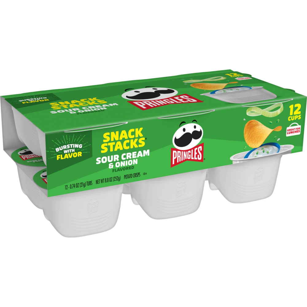 Pringles Potato Crisps Sour Cream & Onion Chips Snack Stacks, .74 Oz, 12 Snack Stacks, 4 Packs of 12 MPN:KEE84578