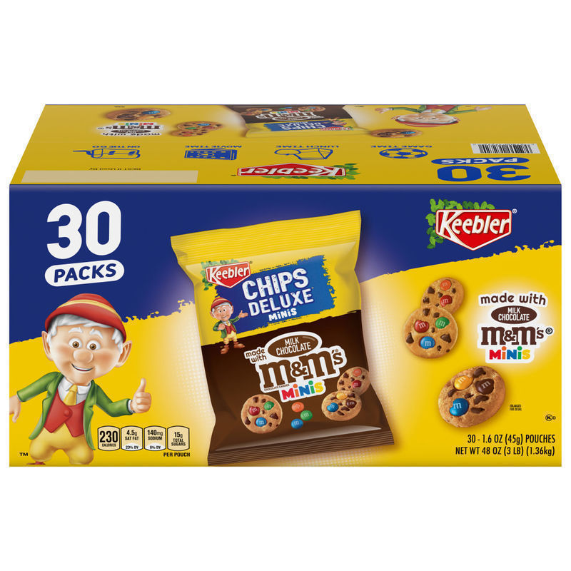 Keebler M&M Cookie Packs, 1.6 Oz, Box Of 30 MPN:543333