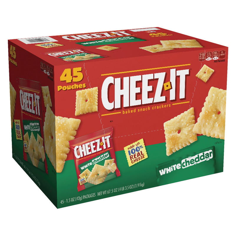 Cheez-It Baked Snack Crackers, White Cheddar, 1.5 Oz Bags, Box Of 45 MPN:10892