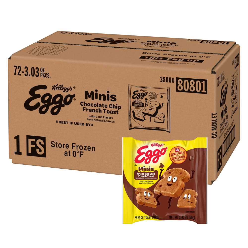 Eggo Bites Mini Chocolate Chip French Toasts, 3.03 Oz, Carton Of 72 French Toasts MPN:00038000808012