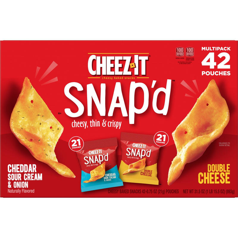 Cheez-It Snap-d Baked Cheese Variety Pack - Assorted - 1.97 lb - 1 Carton MPN:11500