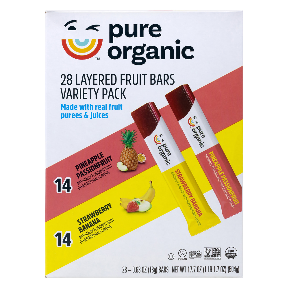 Pure Organic Layered Fruit Bars Variety Pack, 0.63 Oz, Pack Of 28 Bars MPN:190912101183