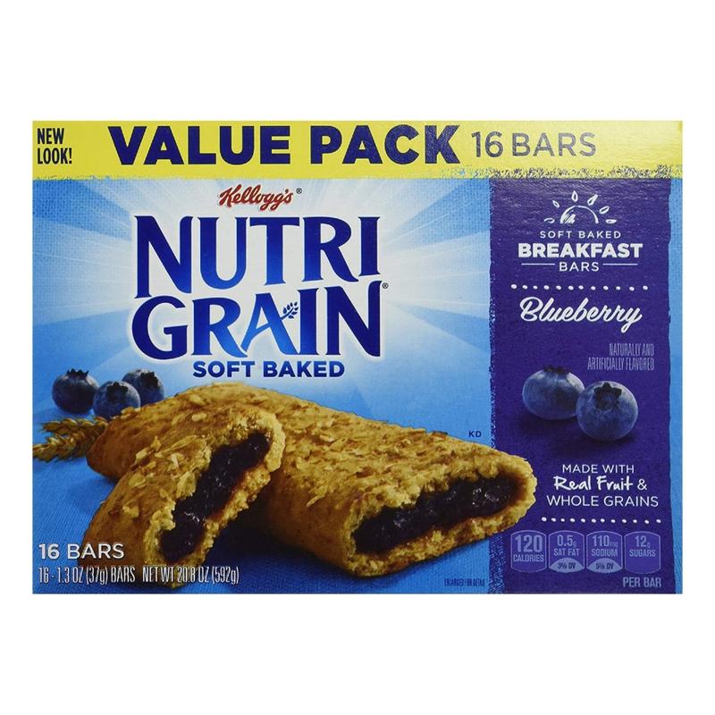Kelloggs Nutri-Grain Bars, Blueberry, 1.3 Oz, Box Of 16 MPN:35745