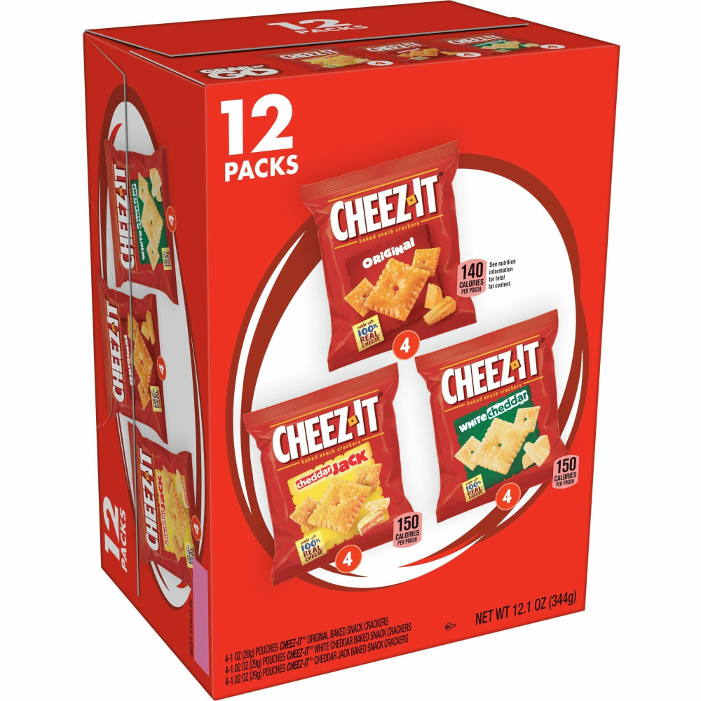 Cheez-It Variety Pack - Individually Wrapped - Original, White Cheddar, Cheddar Jack Cheese - 12.10 oz - 12 / Box MPN:94027