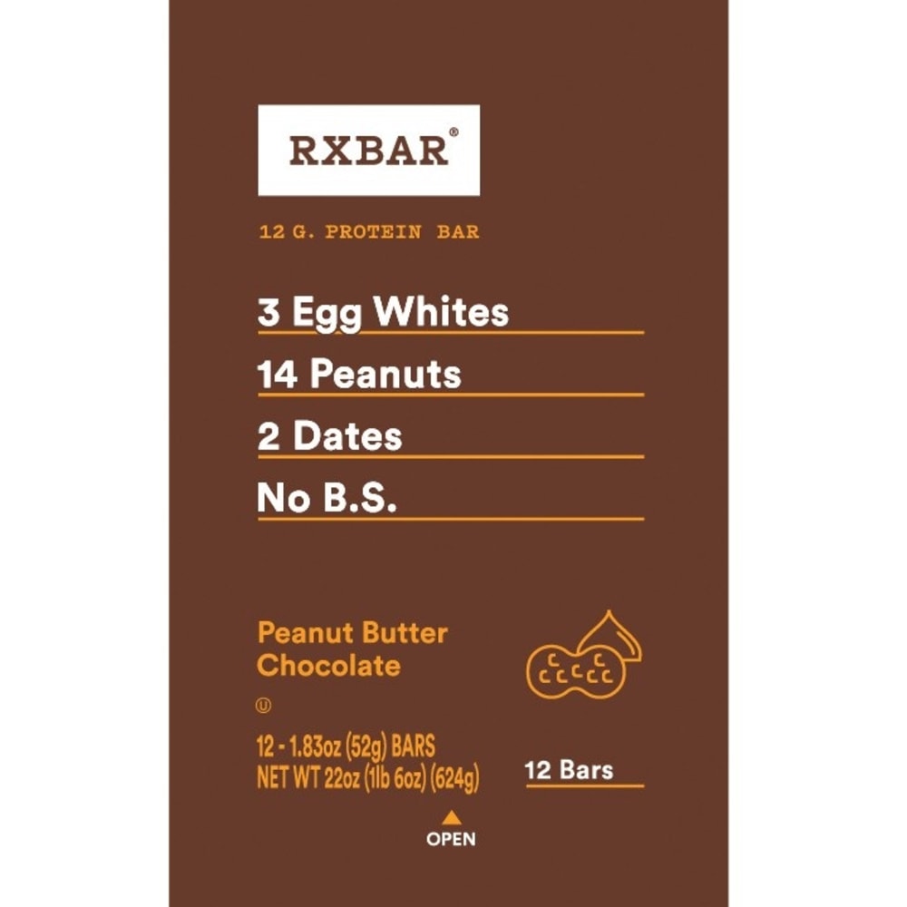 RXBAR Protein Bars, Peanut Butter Chocolate, 1.8 Oz, Pack Of 12 Bars MPN:CGO00471