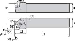 LH DWLN Negative Rake Indexable Turning Toolholder MPN:2273048