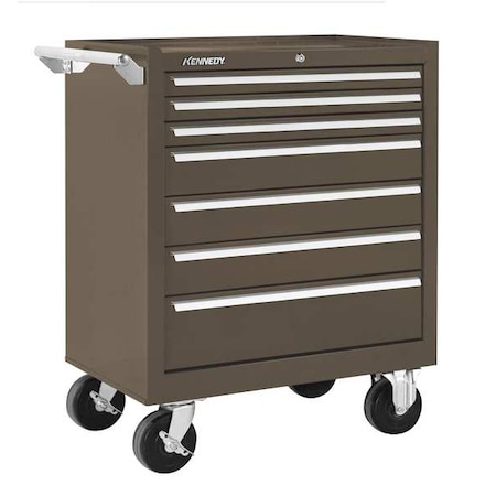 K1800 Series Rolling Tool Cabinet, 7 Drawer, Brown, Steel, 27 in W x 18 in D x 35 in H MPN:277XB