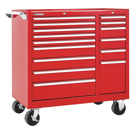 K1800 Series Rolling Tool Cabinet, 15 Drawer, Red, Steel, 39-1/2 in W x 18 in D x 39 in H MPN:315XR