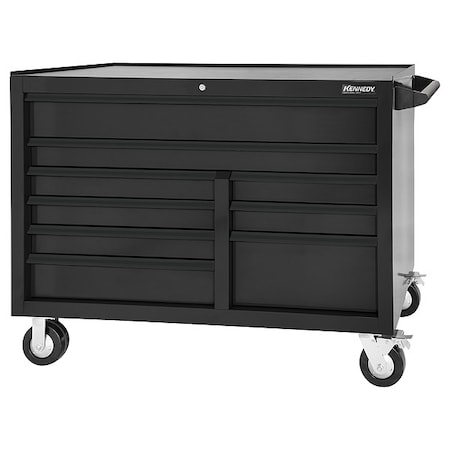 Rolling Tool Cabinet, 9 Drawer, Black, 54 in W MPN:549MPBK