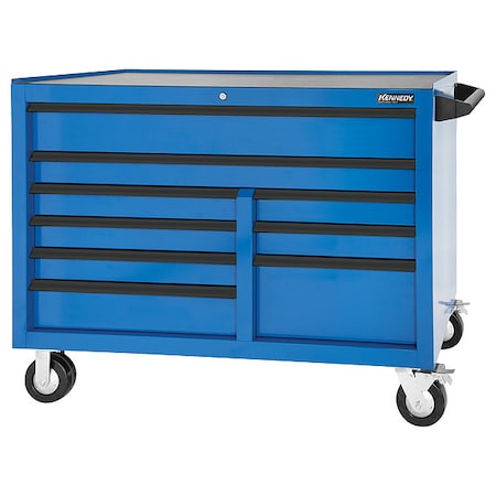 Rolling Tool Cabinet, 9 Drawer, Blue, 54 in W MPN:549MPBL