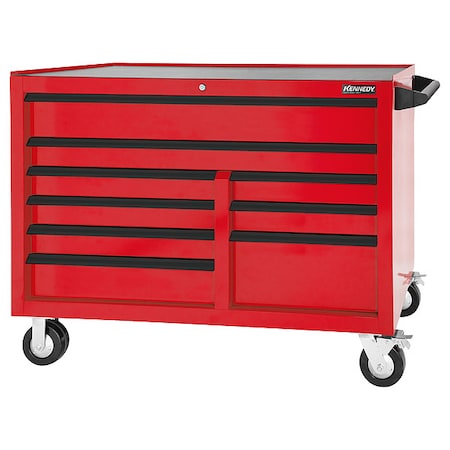 Rolling Tool Cabinet, 9 Drawer, Red, 54 in W MPN:549MPR