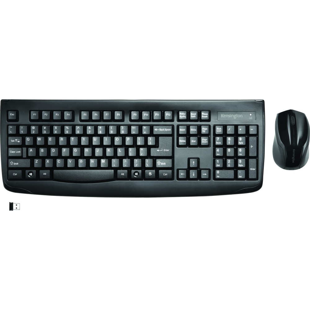 Kensington Pro Fit Wireless Keyboard & Mouse, Straight Full Size Keyboard, Black, Ambidextrous Laser Mouse, K72324US MPN:K72324USA