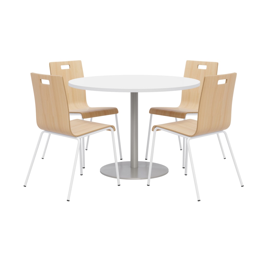 KFI Studios Proof Dining Table Set With Jive Dining Chairs, Natural/Silver/White MPN:840031921765
