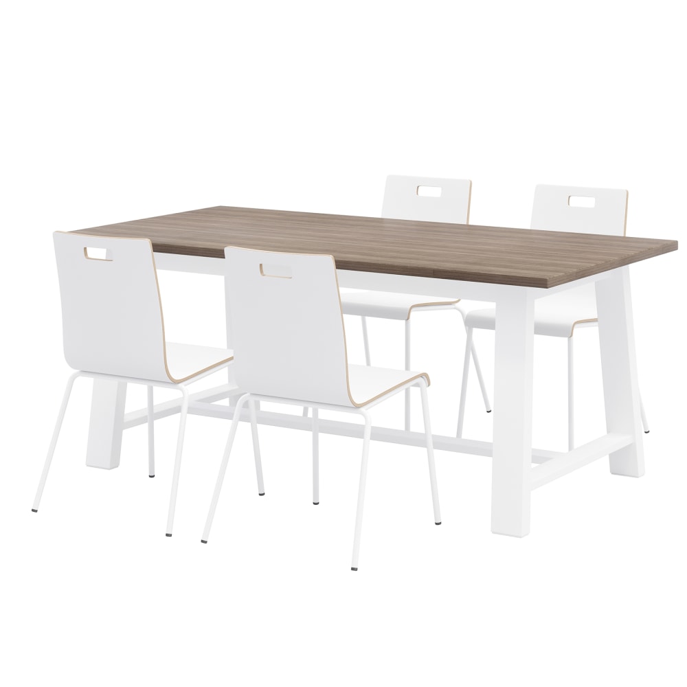 KFI Studios Midtown Dining Table With 4 Chairs, Espresso/White Table, White Chairs MPN:840031922359