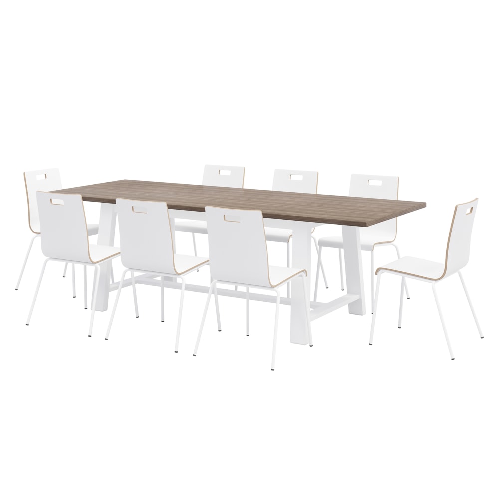 KFI Studios Midtown Dining Table With 8 Chairs, Espresso/White Table, White Chairs MPN:840031922717