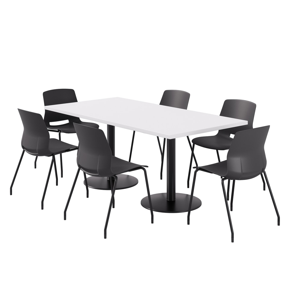 KFI Studios Proof Rectangle Pedestal Table With Imme Chairs, 31-3/4inH x 72inW x 36inD, Designer White Top/Black Base/Black Chairs MPN:840031942494
